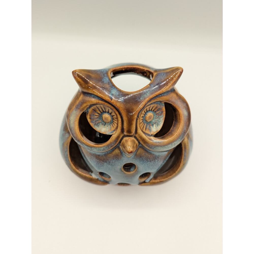 Pier 1 Imports Ceramic Glazed Owl Tealight Votive Candle Holder 5" - Picture 3 of 8
